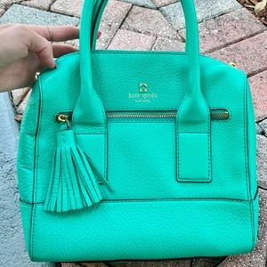 Kate Spade green leather mini bowler
